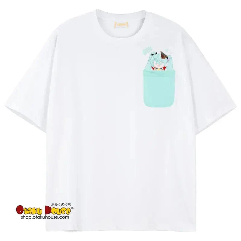 Sleepy Hatsune Miku Embroidered T-Shirt (Mint) - Image 3