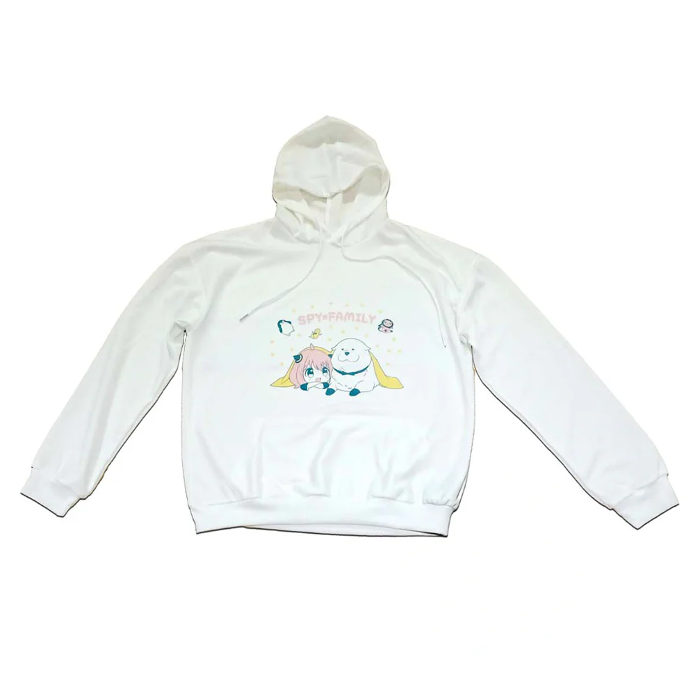 SPY x FAMILY Anya & Bond Character Hoodie – White Pullover Sweatshirts - Image 2