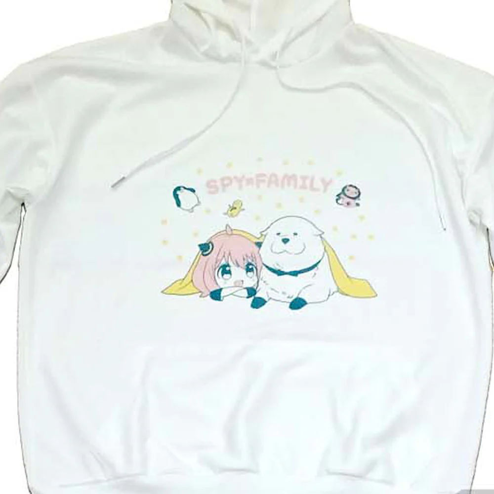 SPY x FAMILY Anya & Bond Character Hoodie – White Pullover Sweatshirts - Image 3